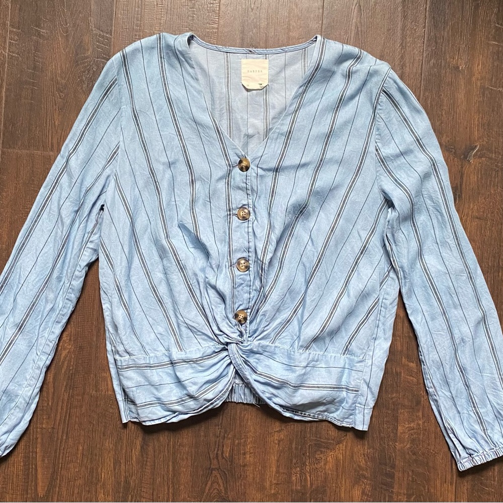 HARPER Boutique Style Women’s Top Blouse Shirt with Buttons Long Sleeve Medium - Picture 3 of 10